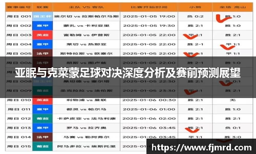 亚眠与克菜蒙足球对决深度分析及赛前预测展望